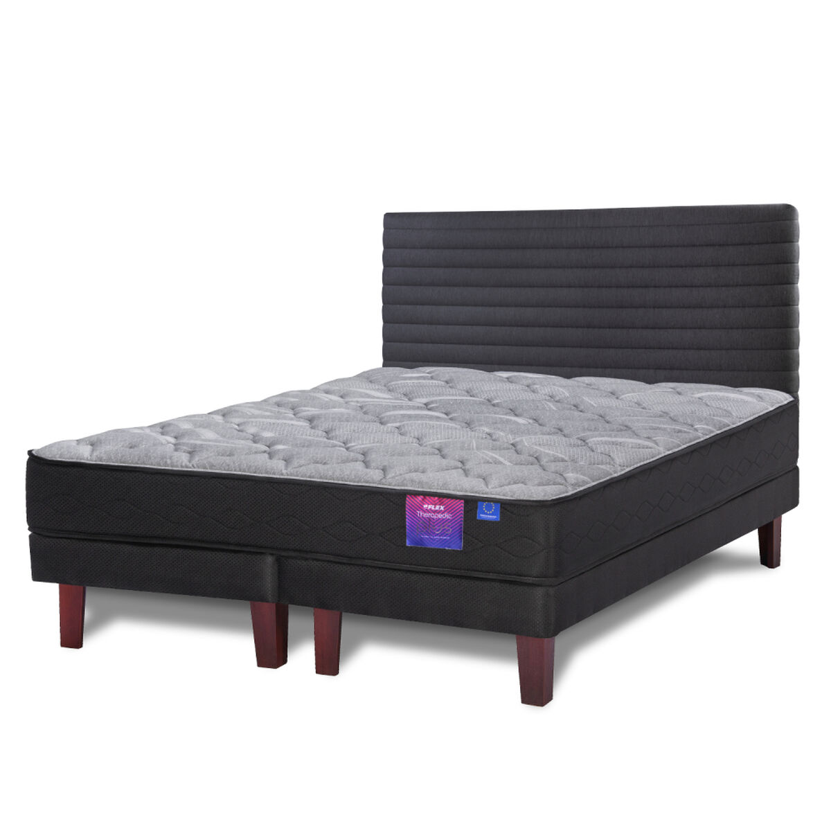 Cama Europea Flex Base Dividida King Therapedic Plus + Respaldo Modern
