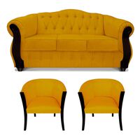 Juego de Living Elegant Detail Orlando Sofá 3 Cuerpos + Dos Sillones 1 Cuerpo Oro