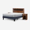 Cama Europea Rosen 2 Plazas Indie + Respaldo + 2 Veladores Ferrara