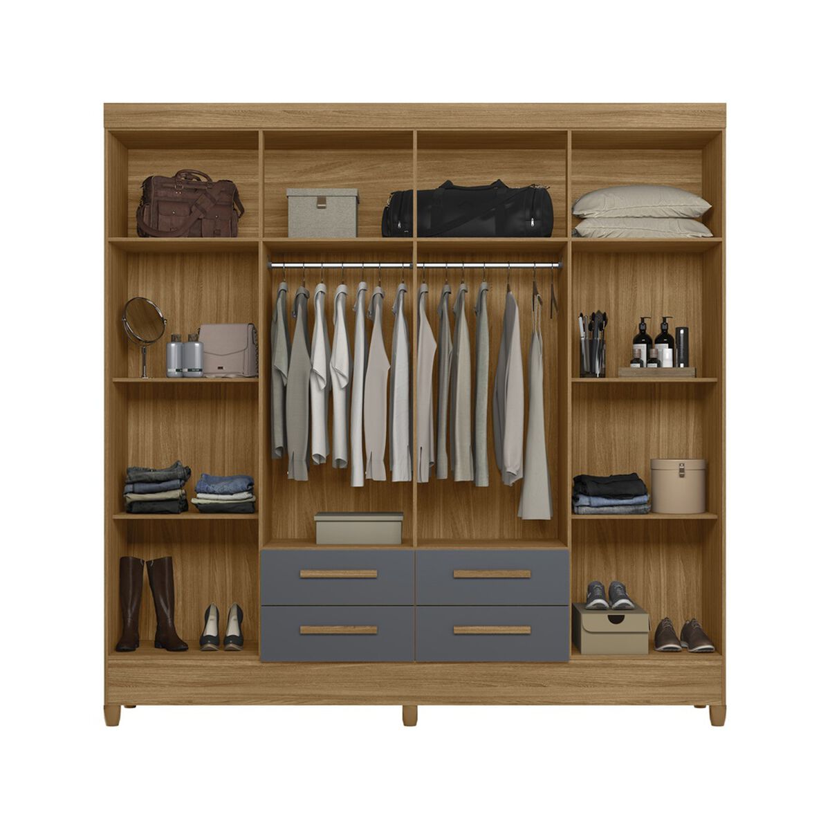 Closet Di Poretti Florida 8 Puertas 4 Cajones Café y Gris