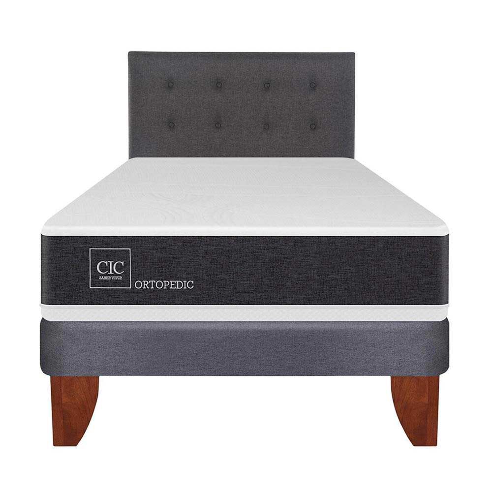 Cama Europea CIC 1,5 Plazas Ortopedic + Respaldo Eufrates