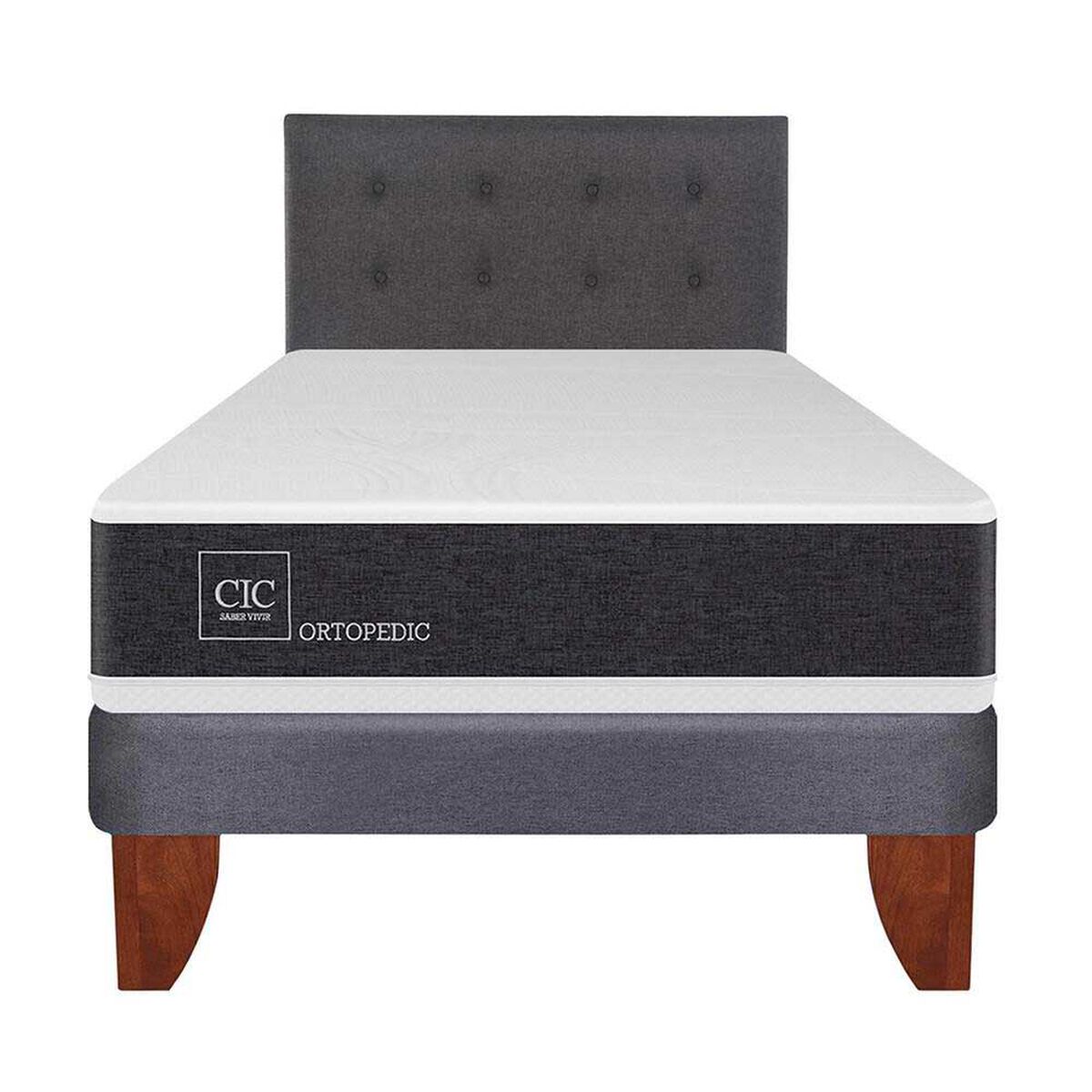 Cama Europea CIC 1,5 Plazas Ortopedic + Respaldo Eufrates