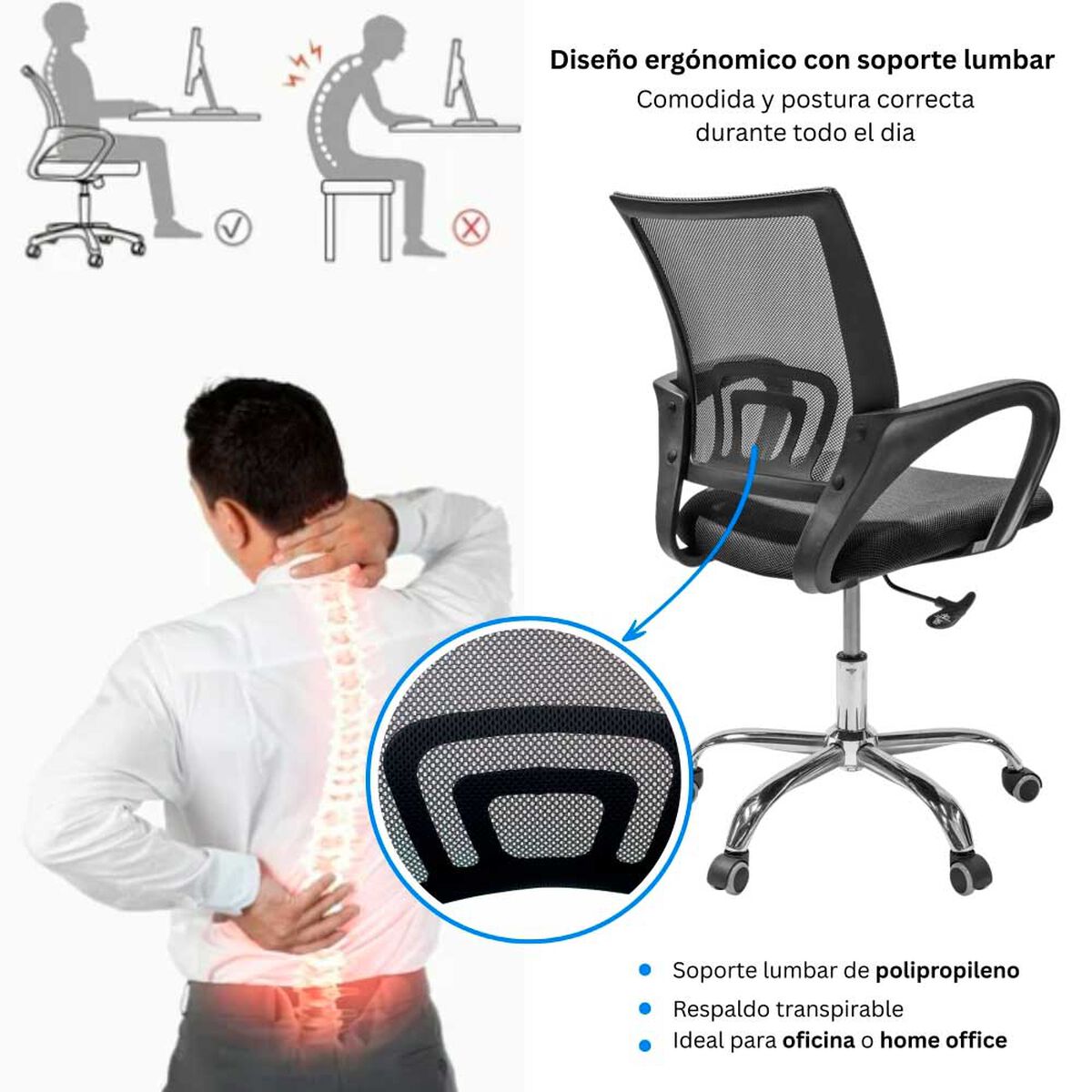 Combo Oficina Escritorio Blanco + Silla New York Negra Arthome