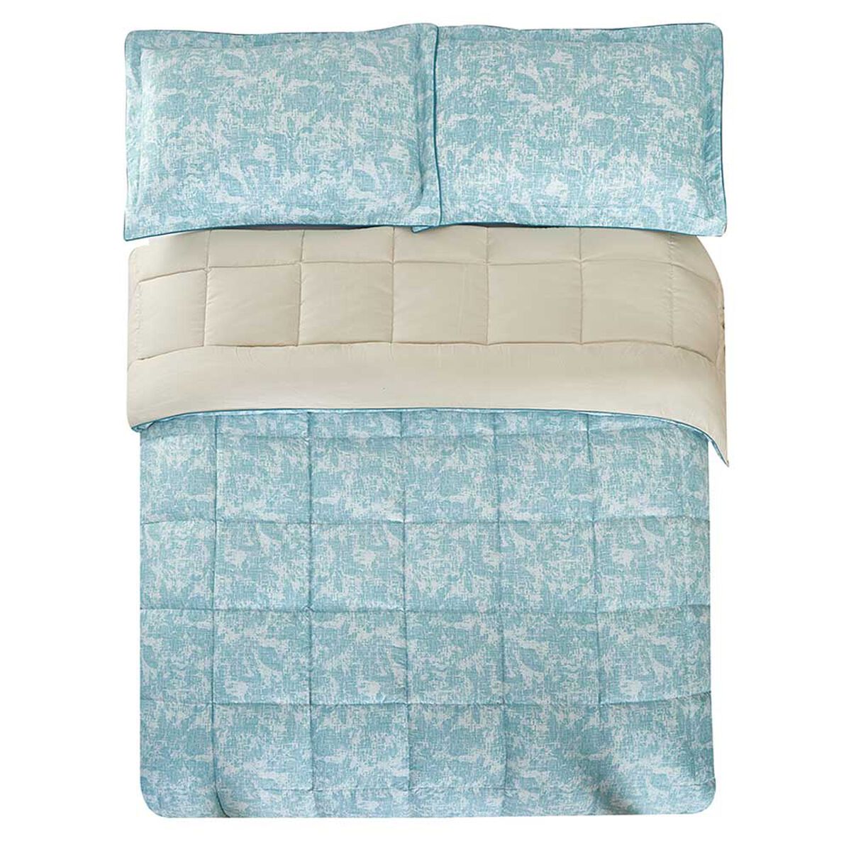 Plumón Estampado Casa Linda 2 Plaza Print Bella Turquesa Beige
