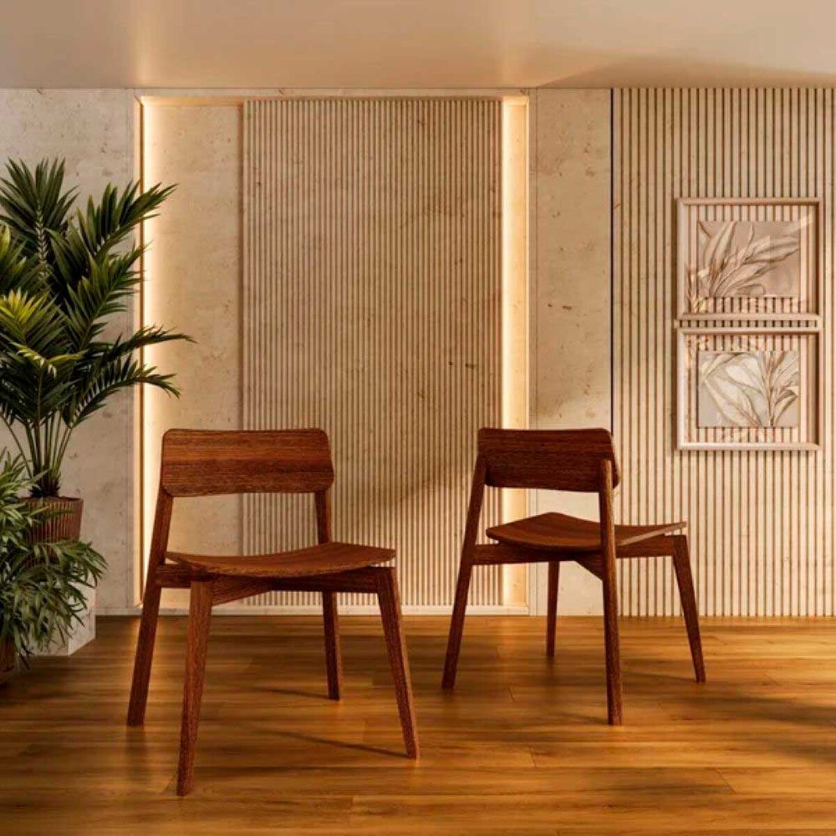 Pack 2 Sillas de Comedor Roca Nature Caoba