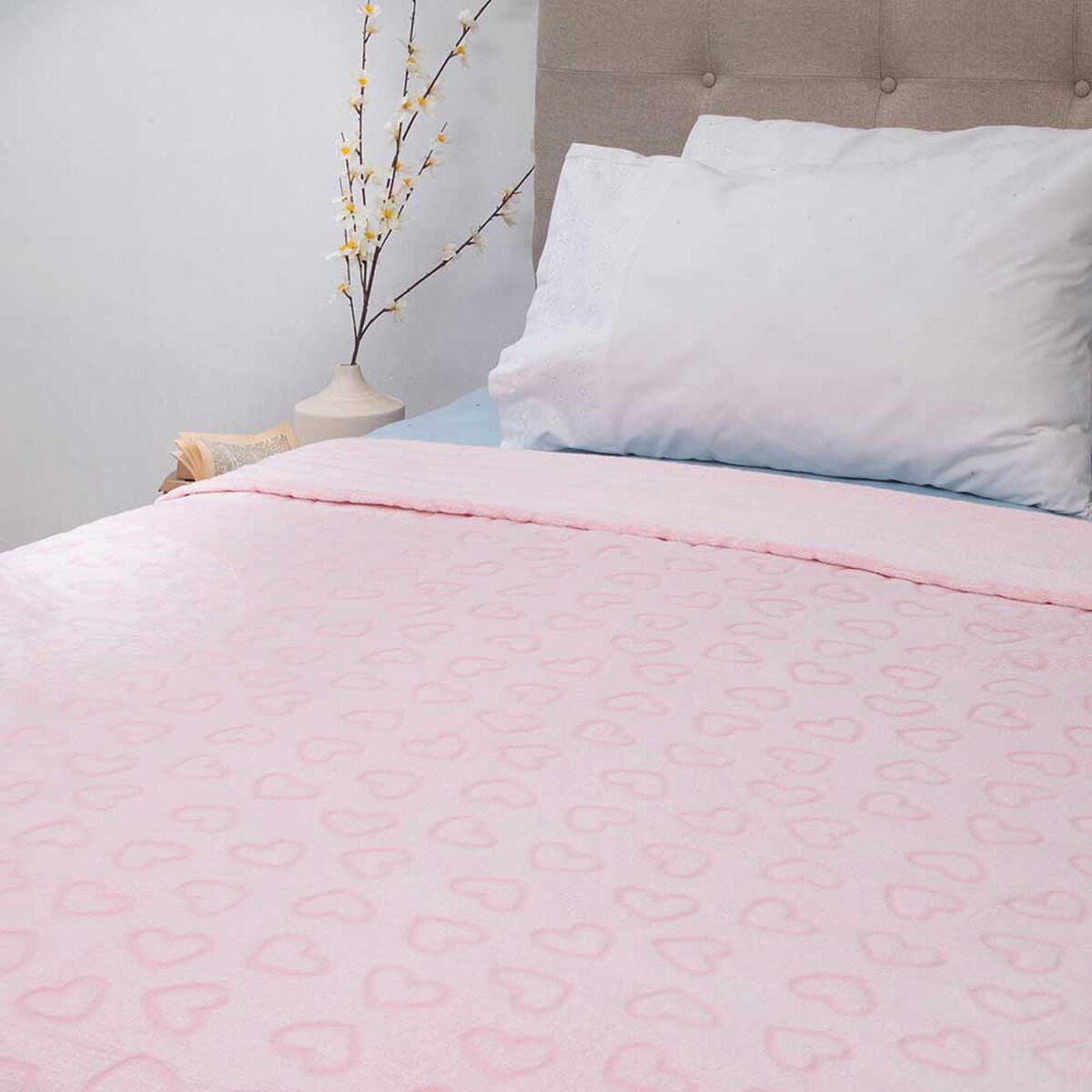 Frazada Poliéster Doral 1,5 Plazas Deluxe Rosado
