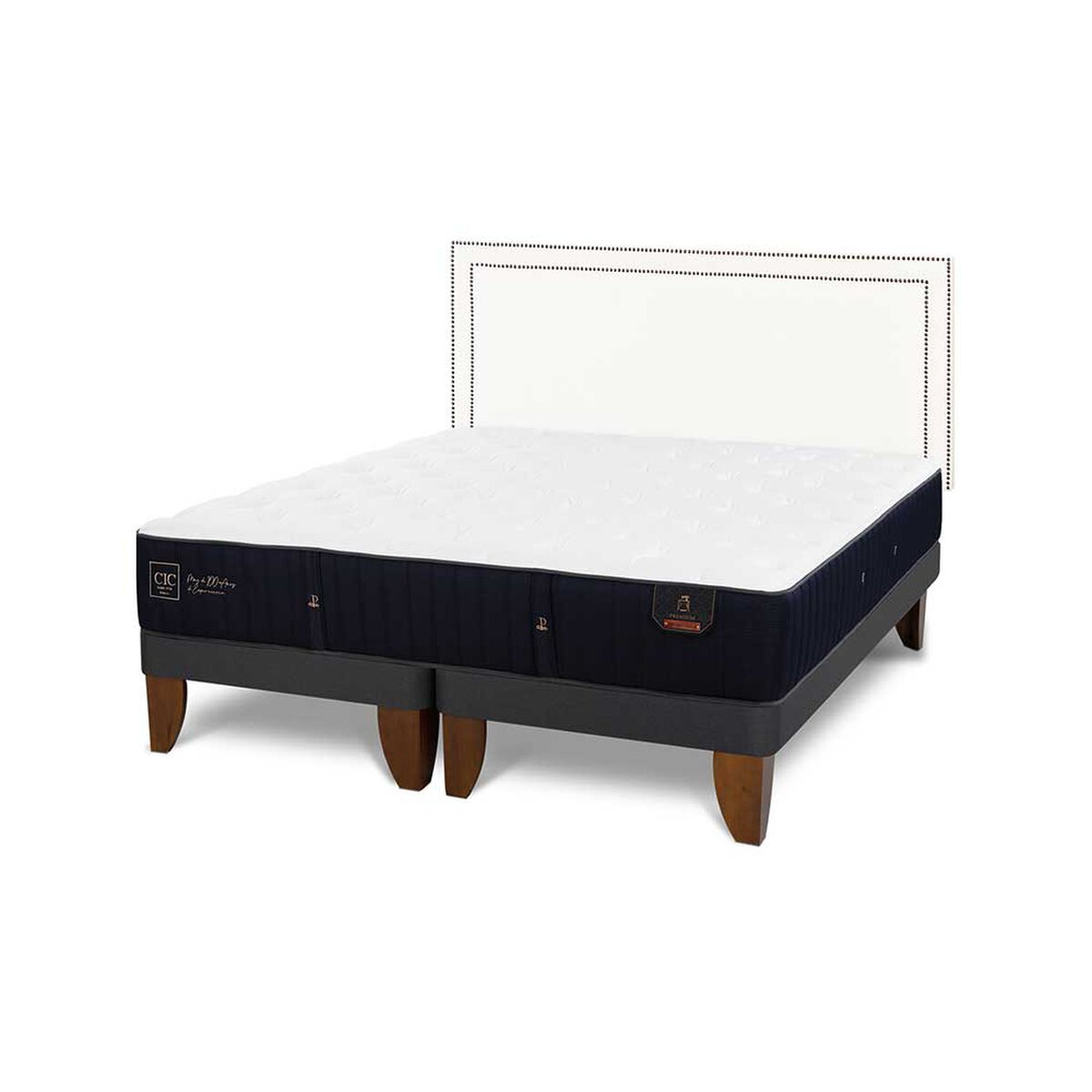 Cama Europea CIC Base Dividida 2 Plazas Premium + Respaldo Danubio