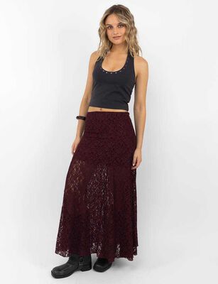 Imagen 2 del producto Falda Maxi Encaje Mujer Icono Burdeo