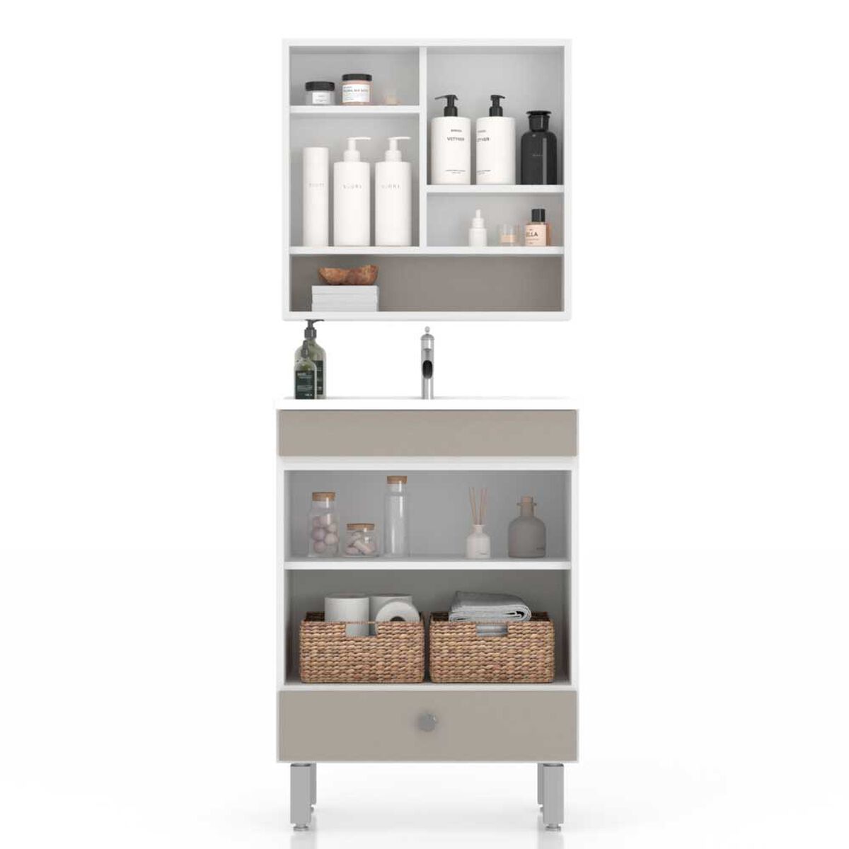 Combo Baño Vanitorio + Espejos Home Mobili City Beige