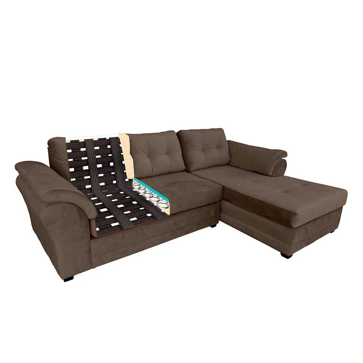 Sofá Seccional Living Factory Samy 4 Cuerpos Chocolate