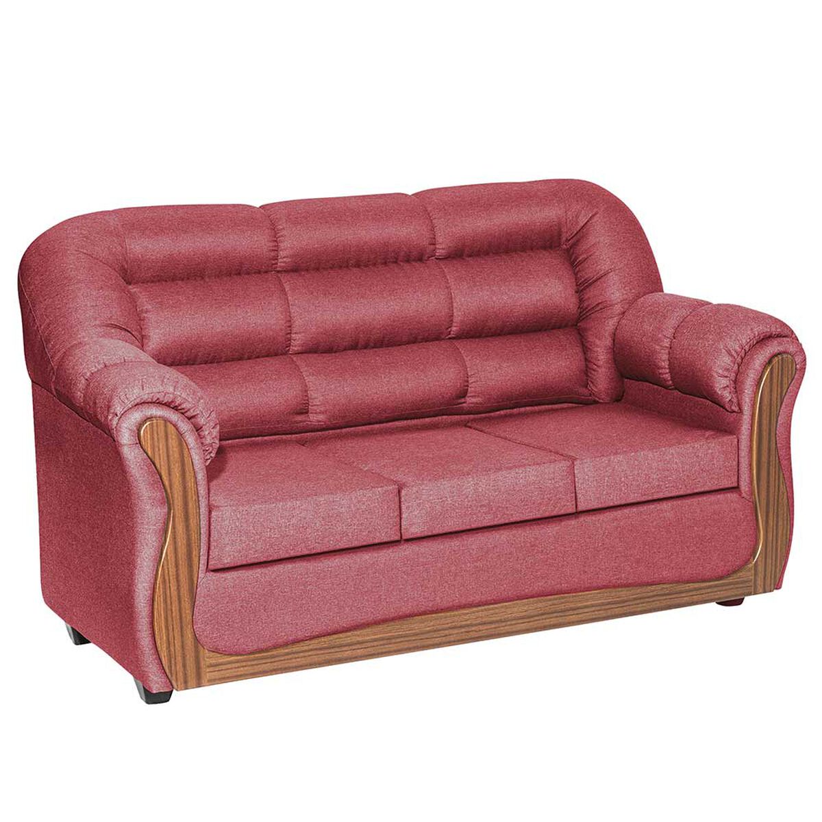 Juego de Living Muebles M&E Valdivia  Sofá 3 Cuerpos + Dos Sillones 1 Cuerpo Burdeo