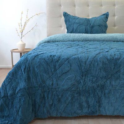 DORAL Cubrecama Doral 1,5 Plazas Jacquard Liso Azul