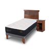 Cama Europea CIC 1,5 Plazas Premium + Respaldo + Velador Dublin Caramelo