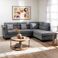 Sofá Seccional Derecho Daniels 4 Cuerpos Azul Grisáceo