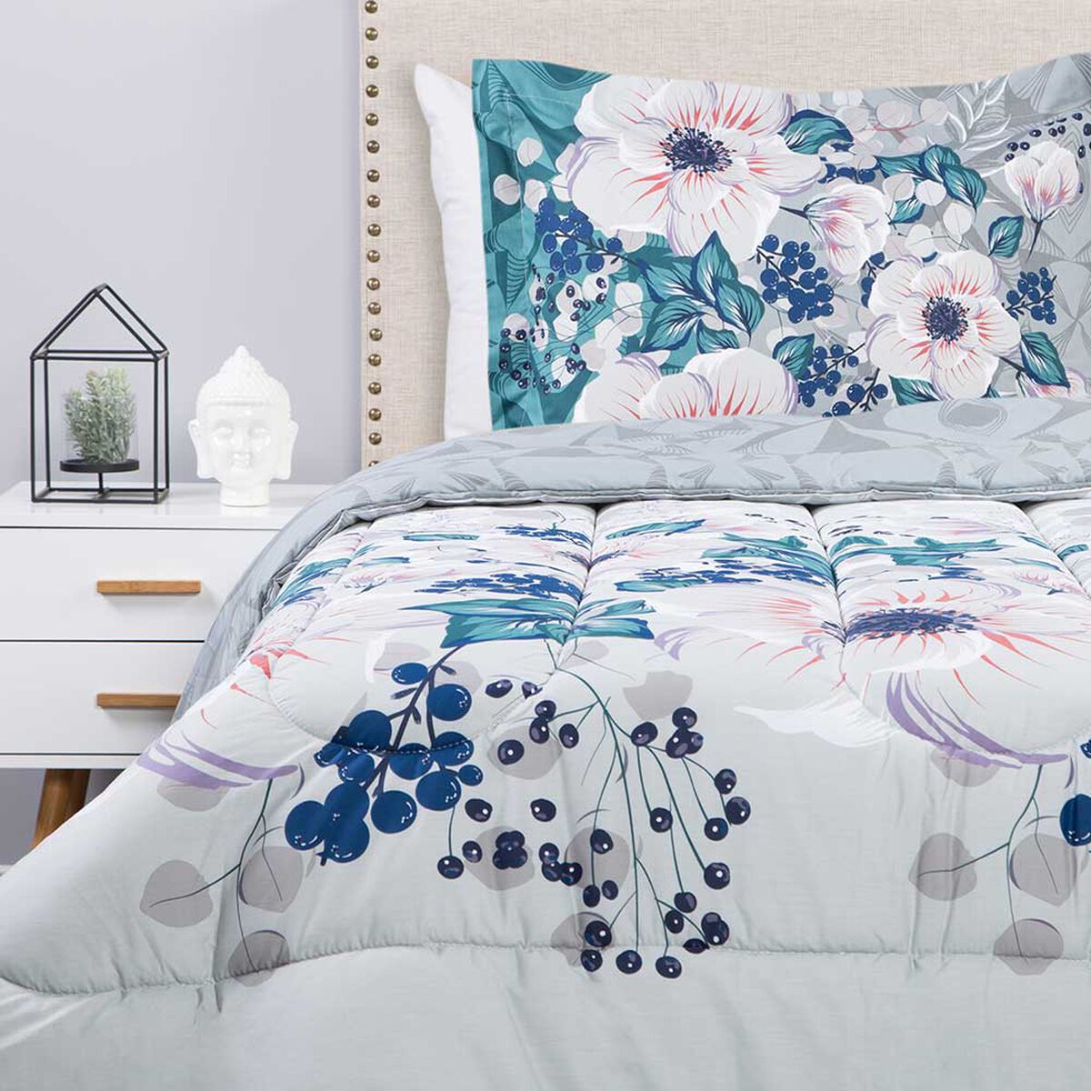 Plumón Estampado Elements & Co 1,5 Plazas Blossom