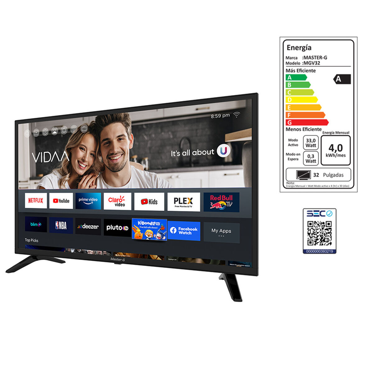 LED 32” Master-G MGV32 Smart TV HD
