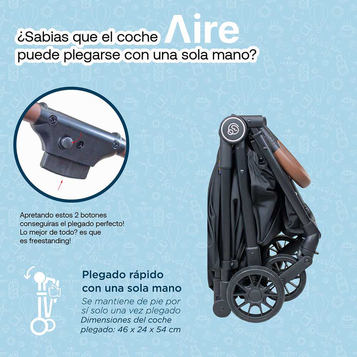 Coche Paseo Aire Cabina Negro Bebesit