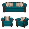 Juego de Living Ruzam Mobel Marsella Sof&aacute; 3 Cuerpos + Dos Sillones 1 Cuerpo Lino Turquesa