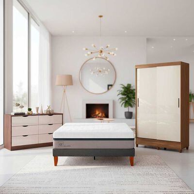 Combo Cama Europea CIC 2 Plazas Balance + Cl&oacute;set Casanova Fit 2 Puertas + C&oacute;moda Casanova Pisa 6 Cajones
