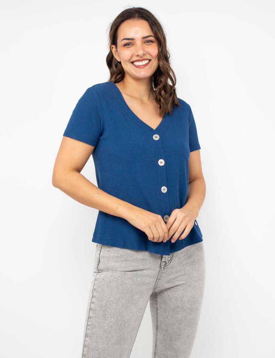 Polera Botones Manga Corta Mujer Zibel