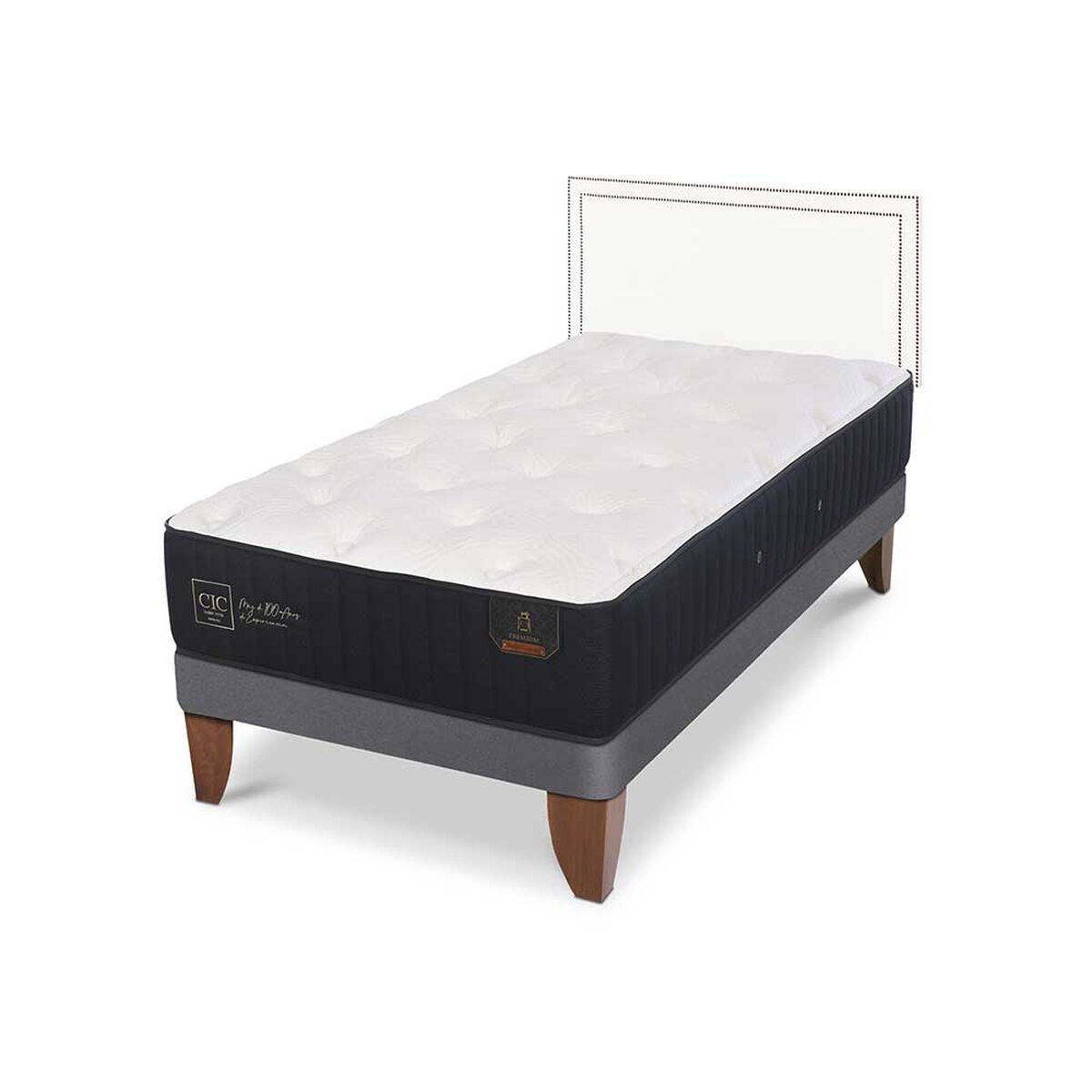 Cama Europea CIC 1,5 Plazas Premium + Respaldo Danubio