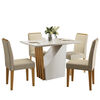 Juego de Comedor VekkaHome Vezna 4 Sillas Beige