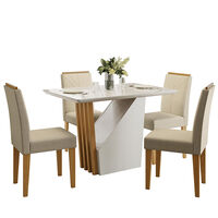 Juego de Comedor VekkaHome Vezna 4 Sillas Beige
