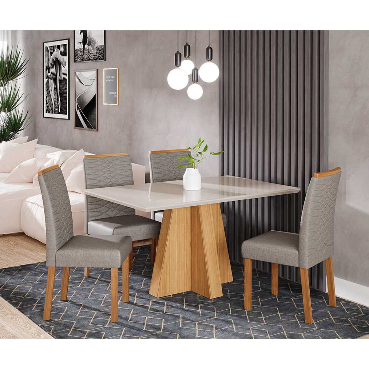 Juego de Comedor Decocasa Patricia 4 Sillas Off White