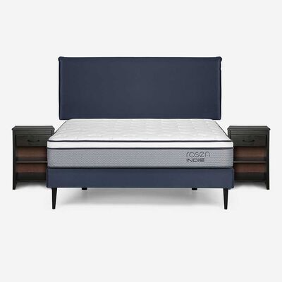 Imagen 1 del producto Cama Europea Rosen 2 Plazas Indie + Respaldo + 2 Veladores Maurice