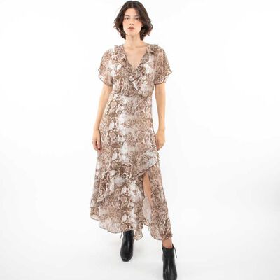 Vestido Maxi Estampado Manga Corta Mujer Zibel