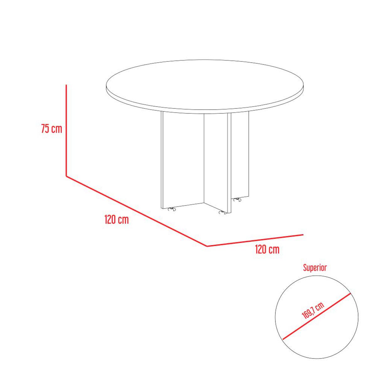 Combo Mesa Redonda + Cajonera 2 Puertas TuHome Home Office Negro Soft-Coñac