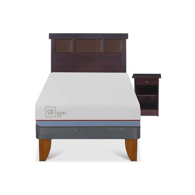 Imagen 1 del producto Cama Europea CIC 1,5 Plazas Excellence Plus + Respaldo + Velador New Dublin Choc