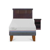 Cama Europea CIC 1,5 Plazas Excellence Plus + Respaldo + Velador New Dublin Choc