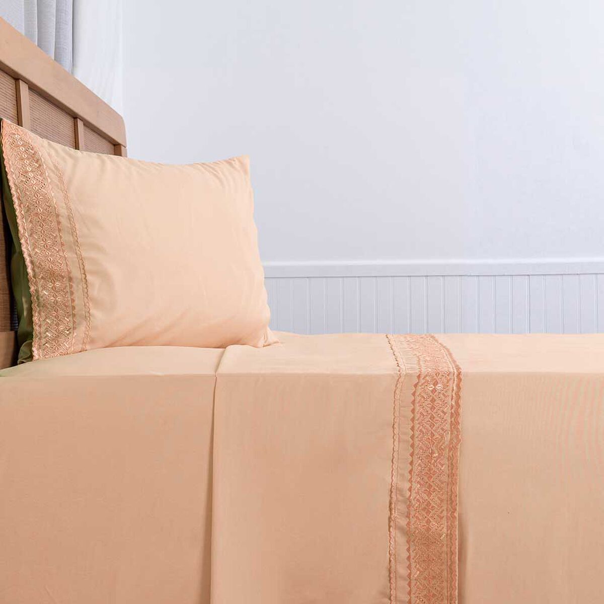 Juego de S&aacute;banas Liso Plumetti 1,5 Plazas Broderie Damasco