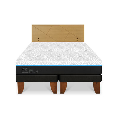 Cama Europea CIC Green Infinity 2 Plazas + 1 Respaldo Villarrica Mostaza