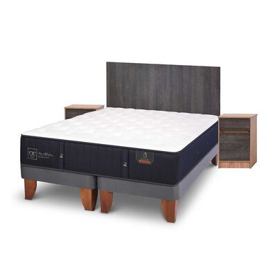 Imagen 2 del producto Cama Europea CIC Base Dividida King Premium + Respaldo + 2 Veladores Espresso