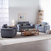 Juegos de Living Mons Sicilia Sofá 2 Cuerpos + Dos Sillones 1 Cuerpo Gris