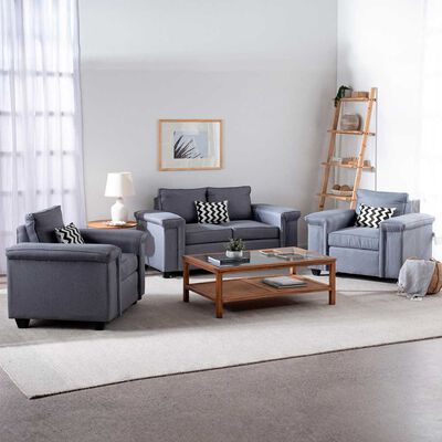 Imagen 1 del producto Juegos de Living Mons Sicilia Sofá 2 Cuerpos + Dos Sillones 1 Cuerpo Gris