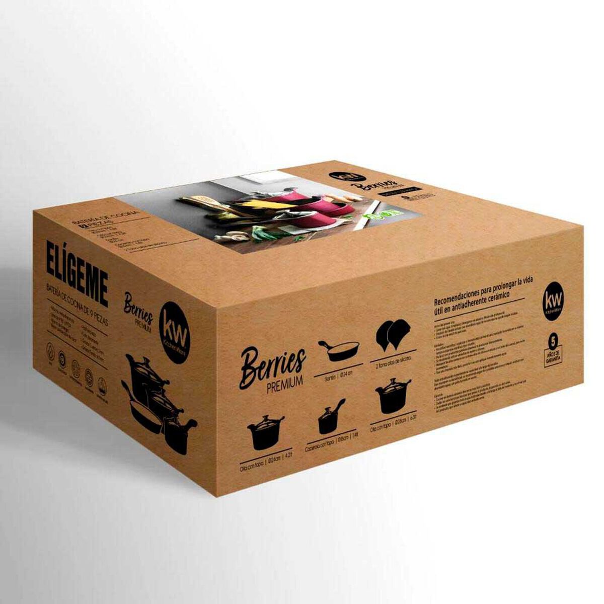 Bateria de Cocina Aluminio Fundido Kitchenware Berries 9 Piezas