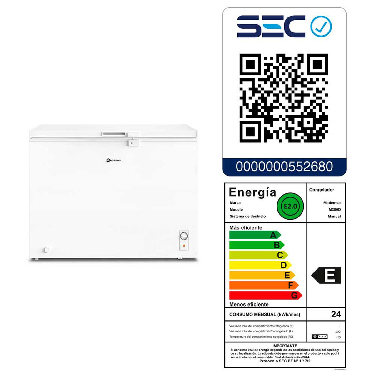 Freezer Horizontal Mademsa M300D 290 lts&nbsp;
