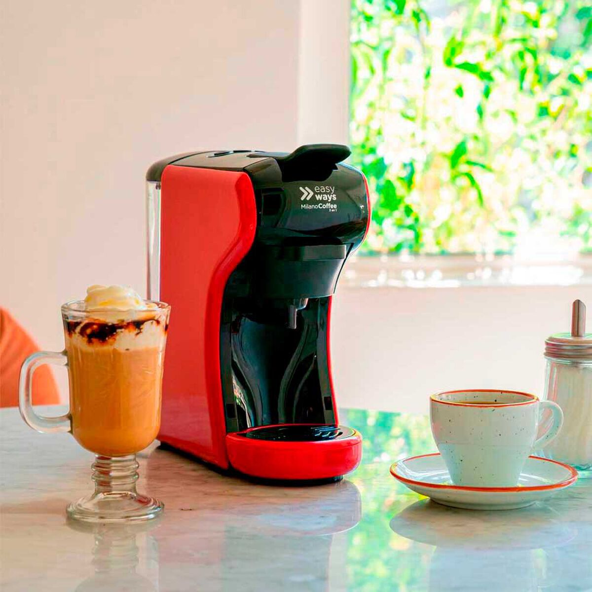 Cafetera Easyways Milano Coffee 3 en 1 Rojo 0,6 lts.