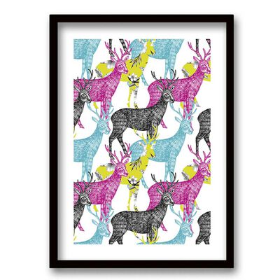 Cuadro Decorativo Retela Color Painted Deers 70 x 50 cm