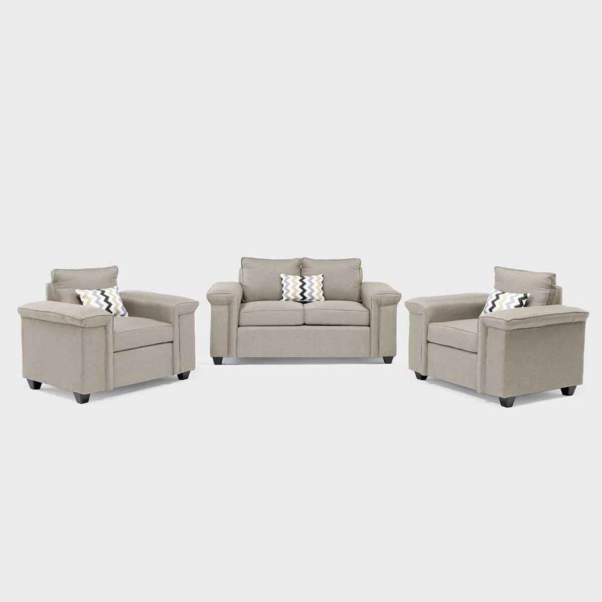 Juegos de Living Mons Sicilia Sofá 2 Cuerpos + Dos Sillones 1 Cuerpo Beige