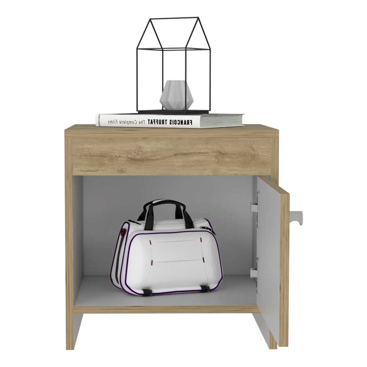 Velador TuHome Colore 1 Puerta Macadamia y Blanco