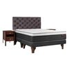 Cama Europea Celta Base Dividida King Everest + Respaldo + 2 Veladores Capitoné