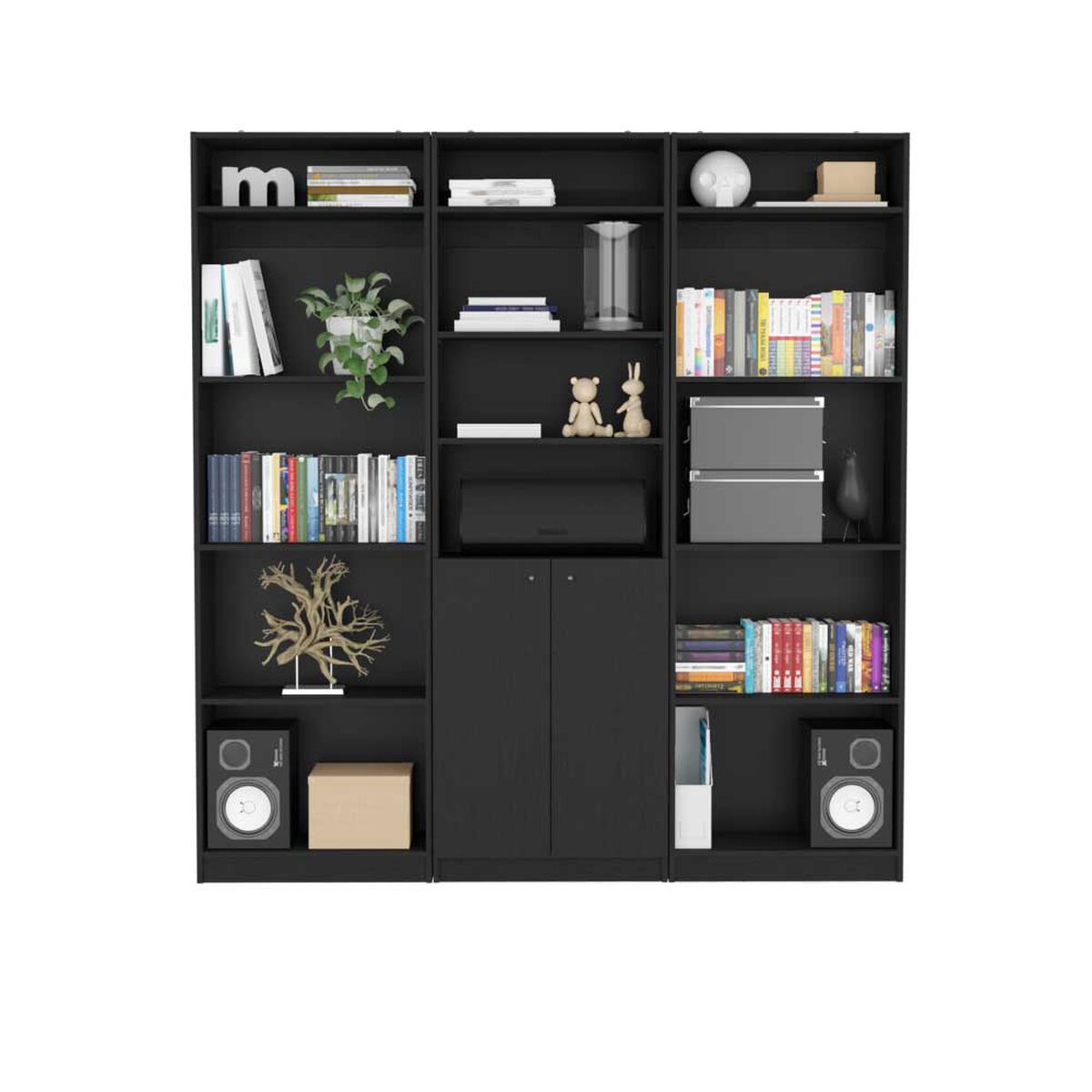 2 Estantes 4 Repisas + Estante 2 Puertas + 3 Complementos TuHome Home Wengue