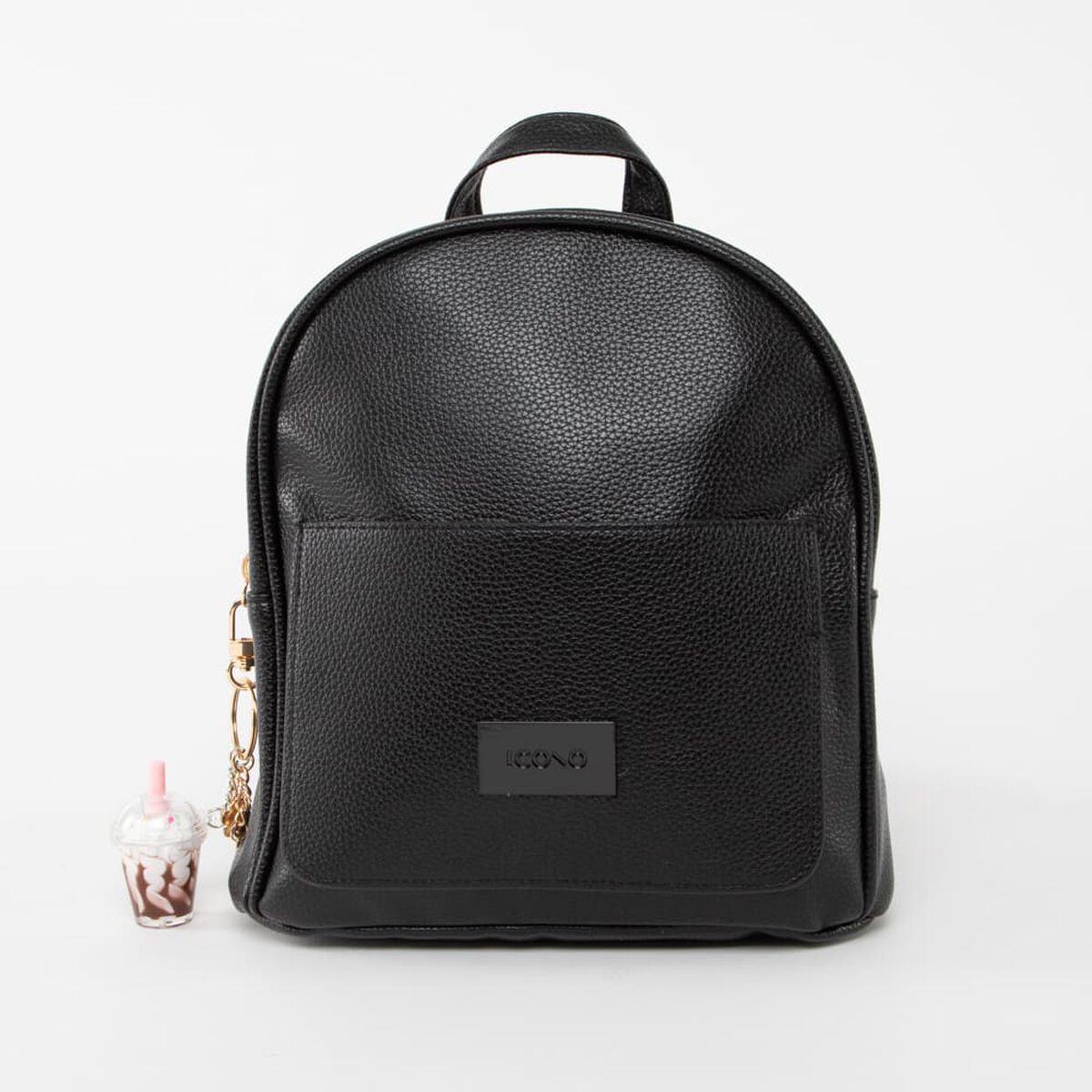Mochila Ecocuero Negro con Accesorio Mujer Icono