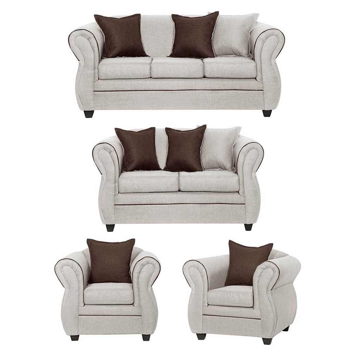 Juego de Living Black Factory Emili 7 Cuerpos Crudo