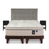 Cama Europea Flex Base Dividida Súper King Máximo Cobre + Respaldo Design Gris + 2 Veladores Rover