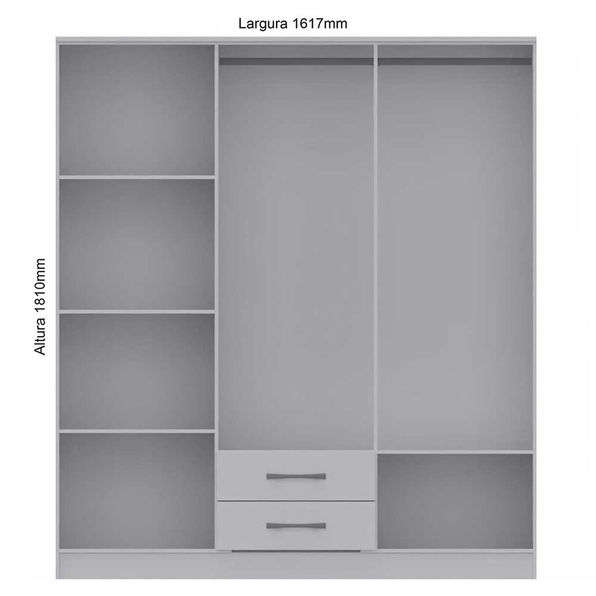 Clóset Vekkahome Pequim 6 Puertas 2 Cajones Negro